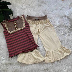 Persnickety Girls Boutique Striped Lou Top & Big Ruffles Pant Set Size 6